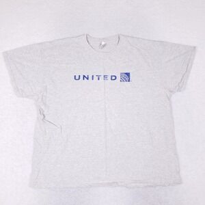 Fruit of the Loom United Airlines Shirt Men 3XL Heather Gray Aviation Y2K Logo